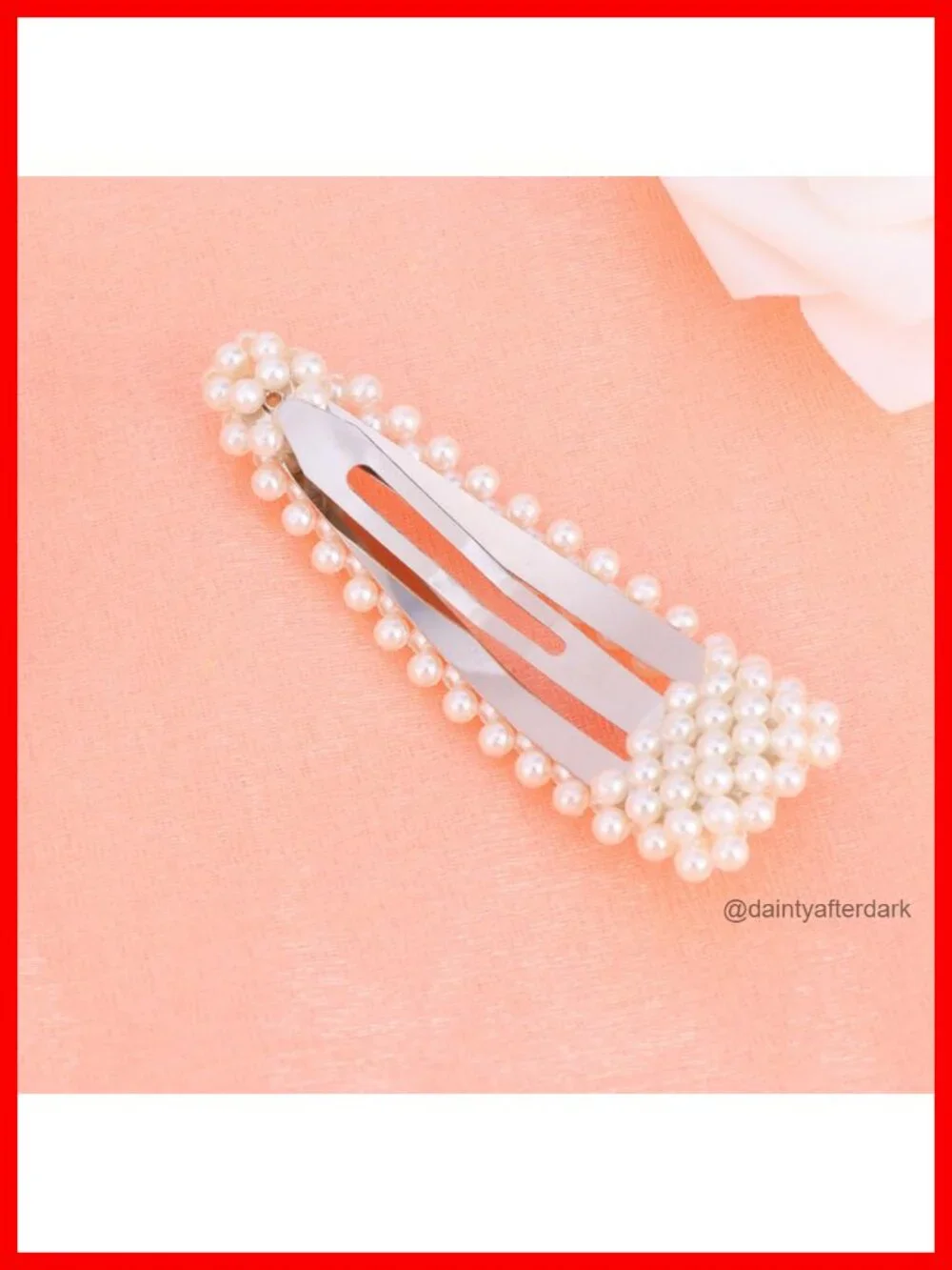 Set of 10 Faux Leather Pearl Barrettes - Hair Clips, Bobby Pins for Women